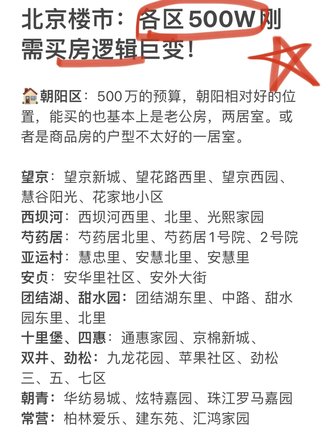 北京楼市：各区500W刚需买房逻辑巨变！