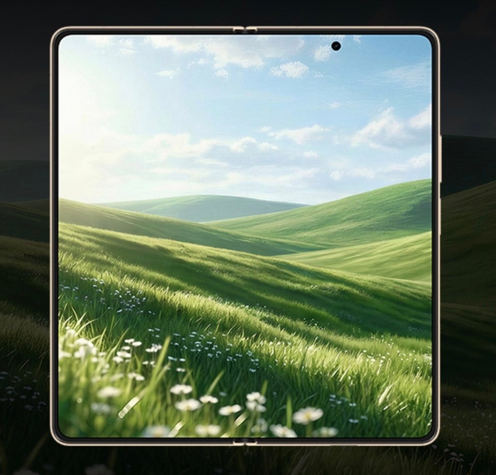 荣耀Magic V6展开是这样的，内屏摄像头居中，无感折痕，屏幕控制得非常好。黑