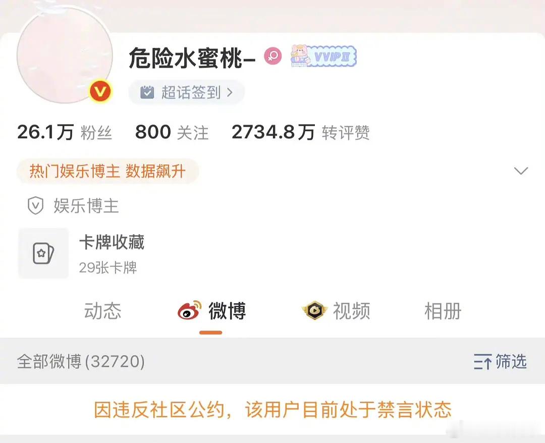 田栩宁红V大粉被禁言了 