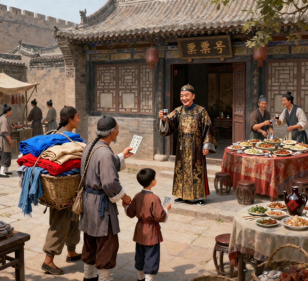 通州有一布贩，在回乡的途中，与一对轮流肩背木箱的父子结伴同行。当得知箱里装的是银