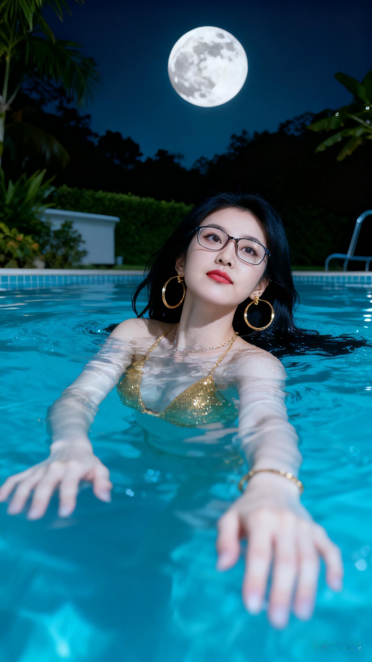 月光下的泳池派对，简直是浪漫的代名词！当夜幕降临，星光与月光交织，泳池水面波光粼