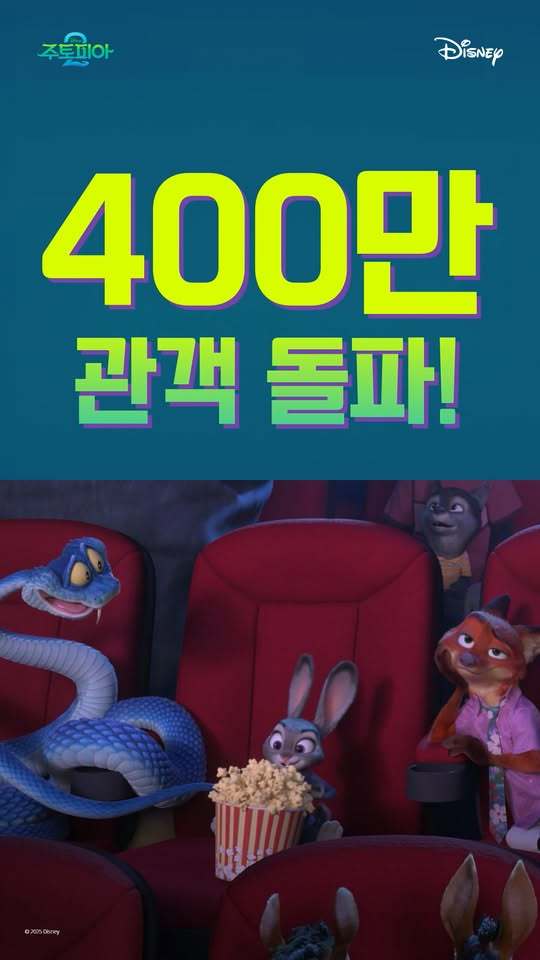 2025年第49周韩国票房 1.《疯狂动物城2》蝉联冠军，最新观影人次破400万