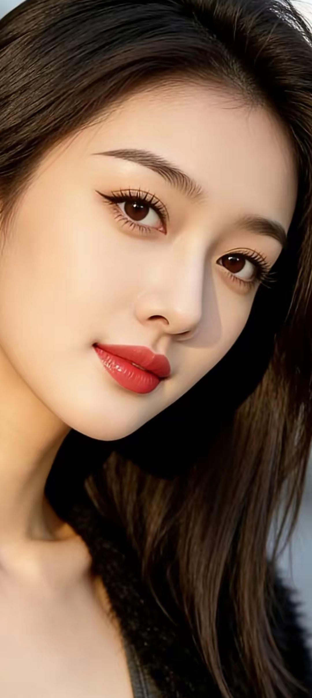 温柔甜美的少女，红唇轻启，散发迷人魅力。