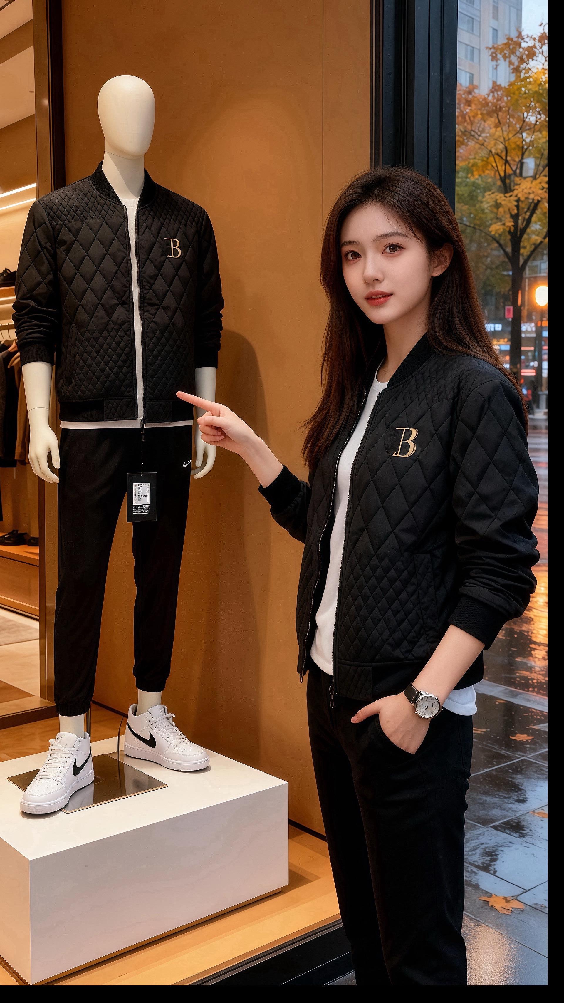 雨丝裹着梧桐香贴在咖啡馆玻璃上时，他抬眼撞见她——黑色菱格外套裹着轻软...