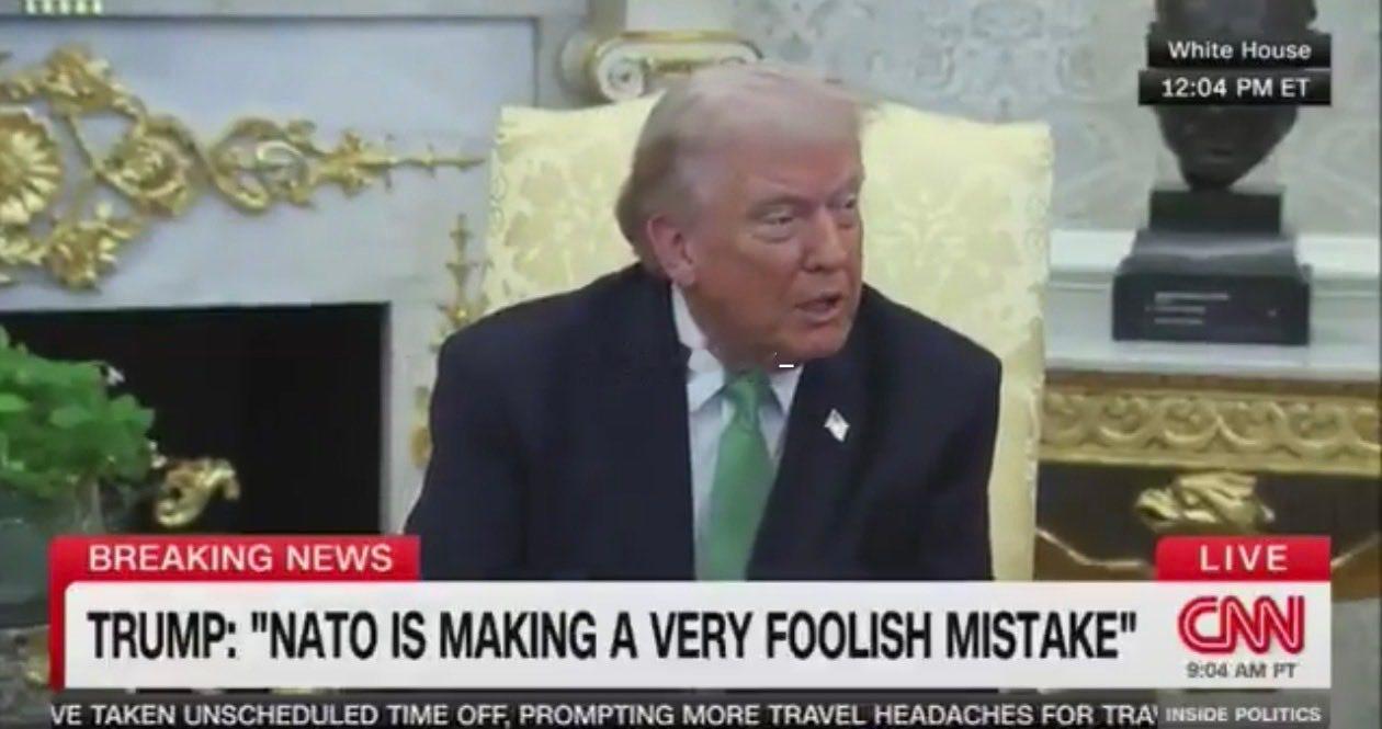 川普今天表示，如果他想的话，可以不去遵守国会法律而退出北约。 