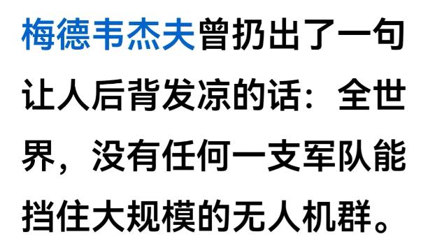 中国人民告诉梅德韦杰夫：我们不信这个邪！！！

梅德韦杰夫说世上没有军队能完全挡