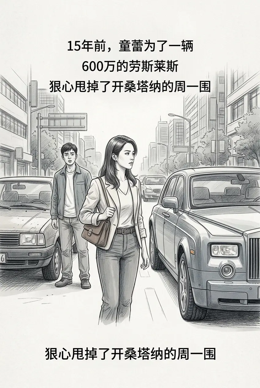 15年前，童蕾为了一辆600万的劳斯莱斯。狠心甩掉了开桑塔纳的周一围