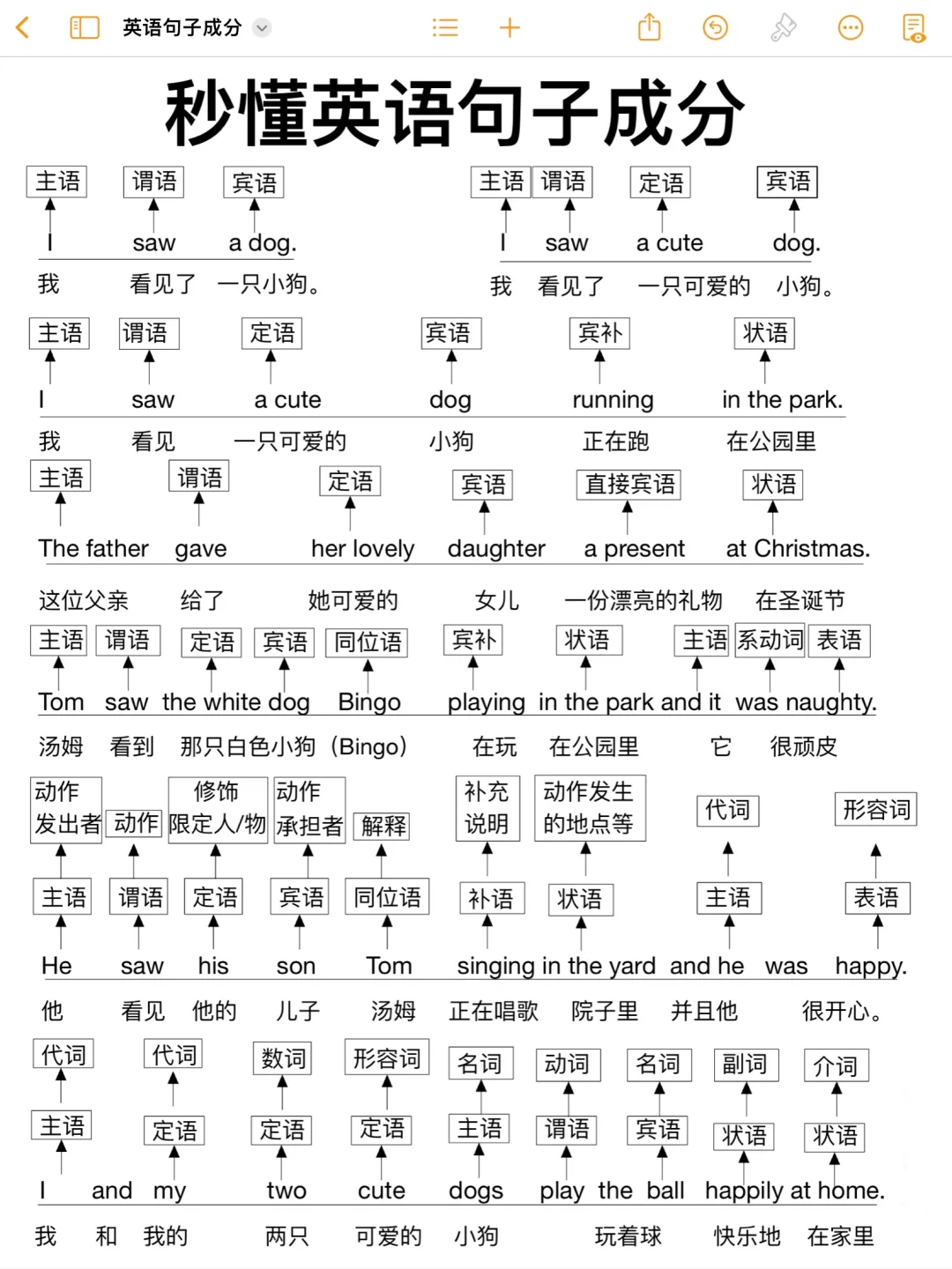 基础差救星‼️英语句子成分一篇搞定！太牛了
