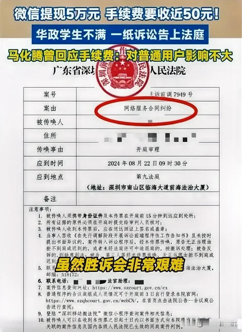 这华政学生真刚
在微信上提现 5 万块钱
被收 近50 块手续费
心里不服
一纸