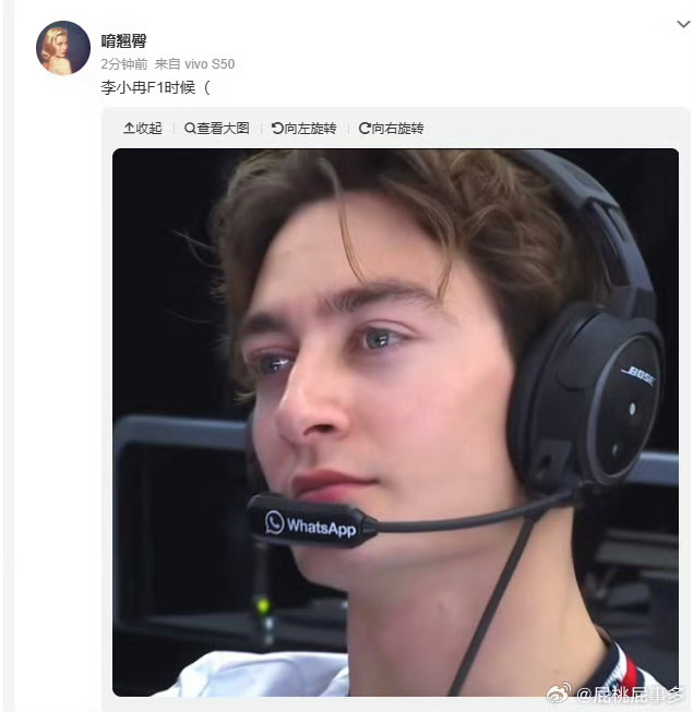 李小冉F1时候谁截的这张图，还挺神似的，mic上的WhatsApp可是即时聊天软