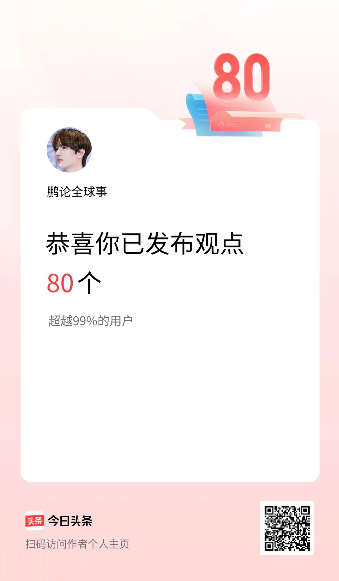 我在头条累计投稿观点80个