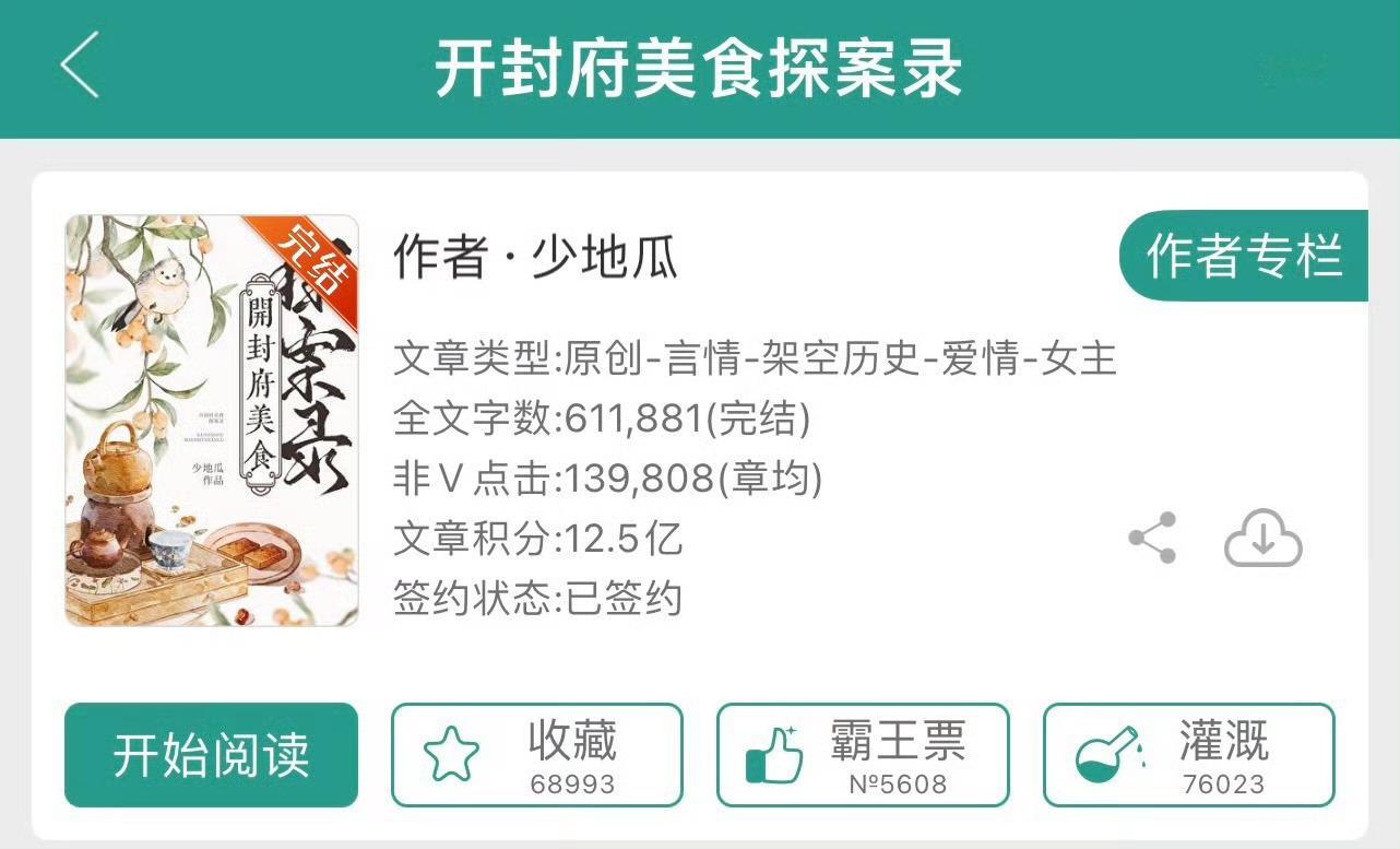 小说推荐：《开封府美食探案录》 作者:少地瓜简评：聪慧全能女大夫vs正直禁欲世子