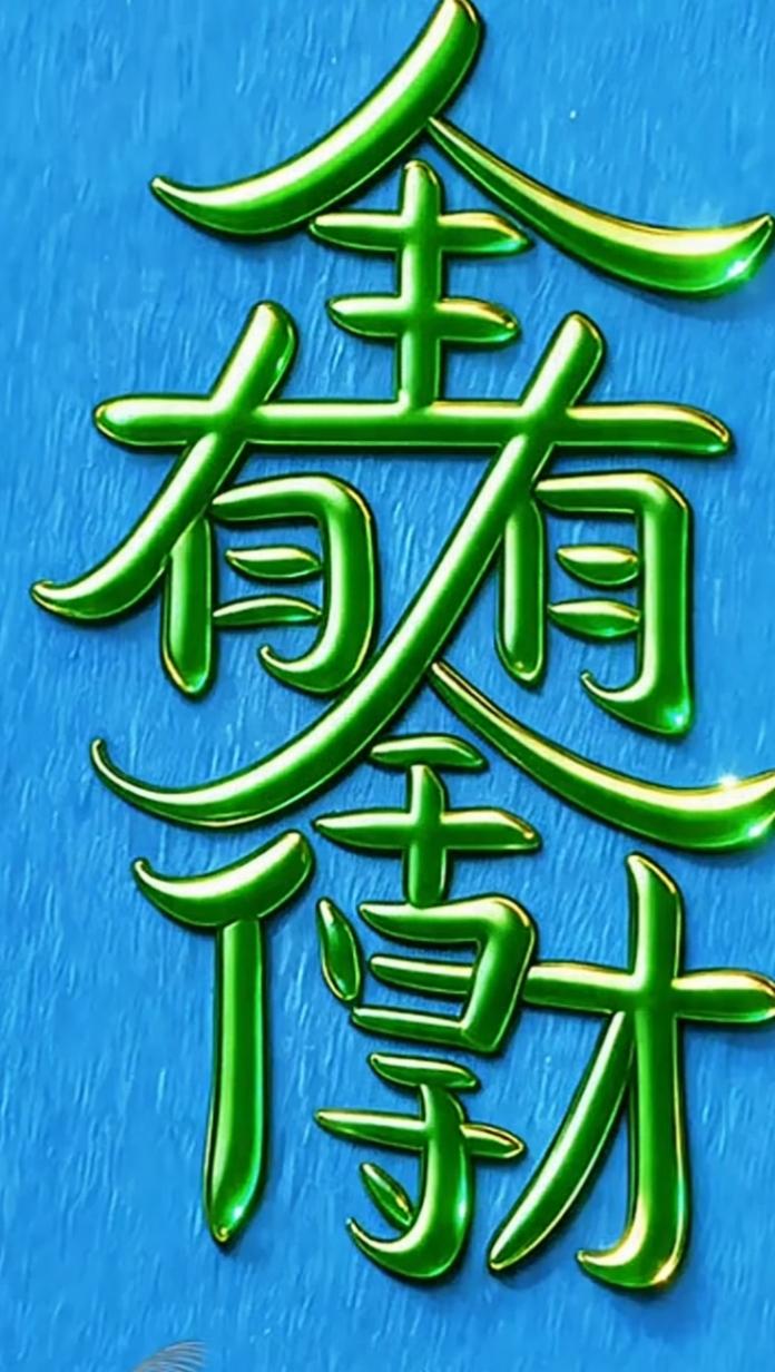 这绿色字好亮眼，背景蓝色也很酷。这是几个字呢？看的眼花缭乱，请读出这句话。[作揖