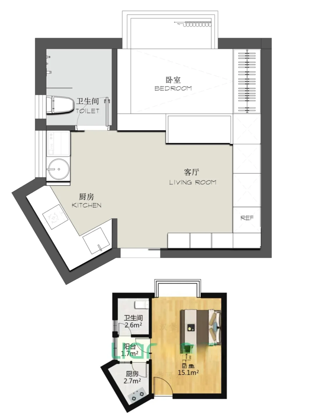 户型改造/单身公寓平面方案设计