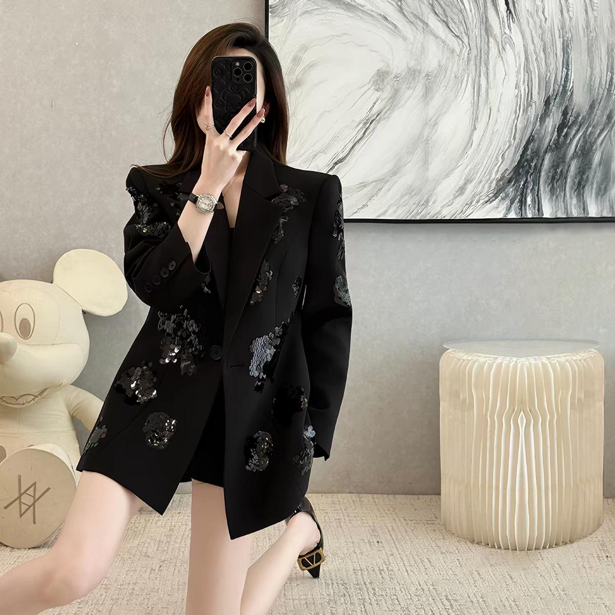 酷飒御姐轻奢百搭款，洋气西装外套，轻职风小西服！西装套装女黑色