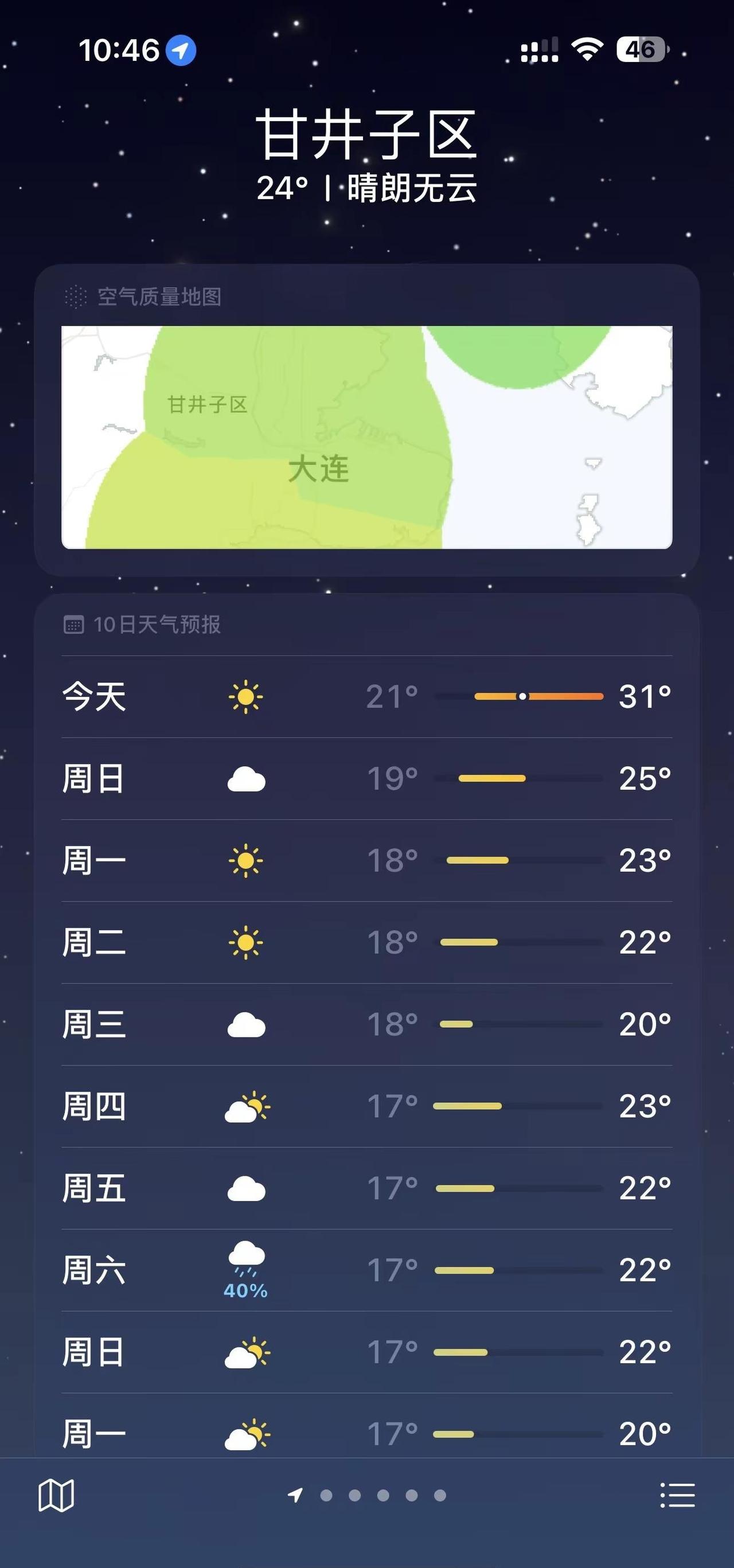 大连这几天的天气真是无敌了，一周内经历了春夏秋，周一还下雨17度，今天31度！！