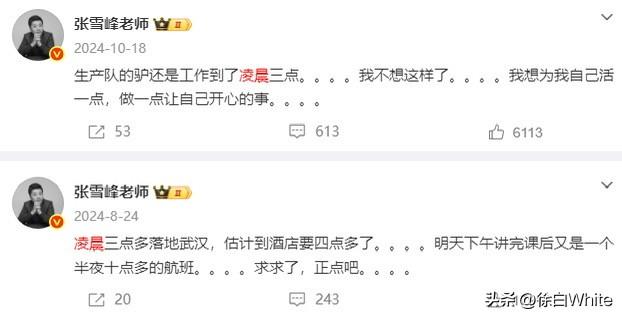 3月24日，张雪峰发文高频词，一个“凌晨”，一个“累”，无数次想放弃又无数次坚持