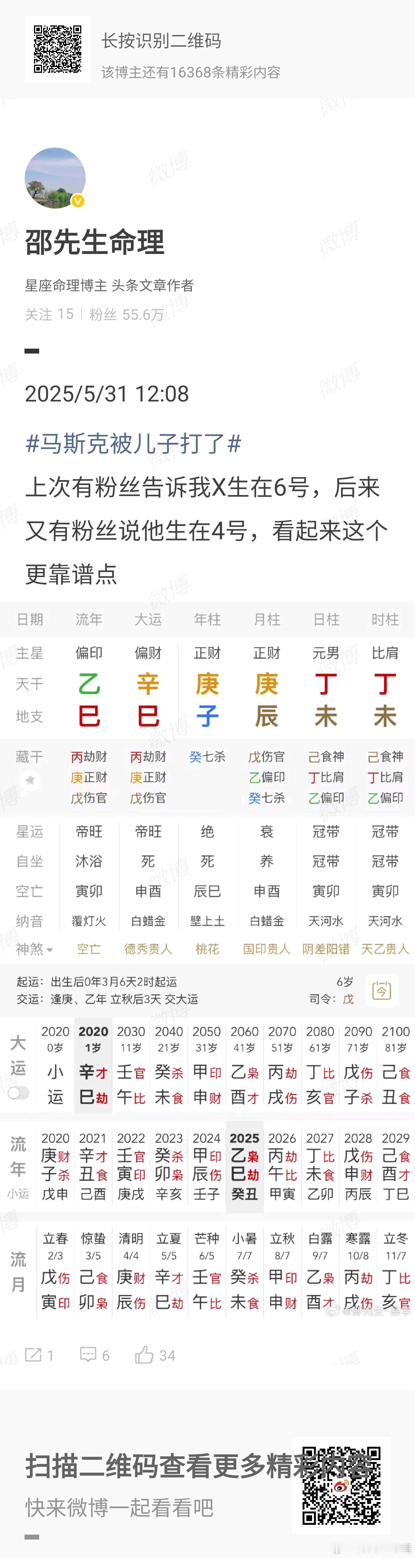 马斯克携幼子现身人民大会堂和他小儿子同八字的人一定有，都是食伤生财的命，但结果能
