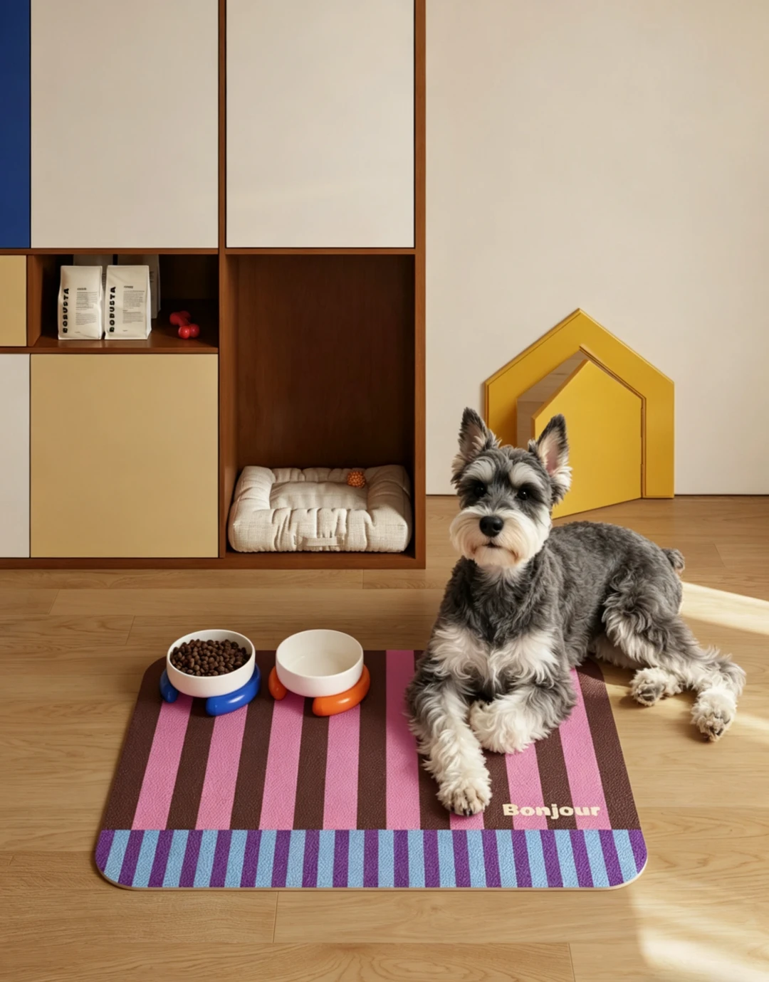 条纹色彩宇宙🌈🐶宠物餐垫时髦打开方式