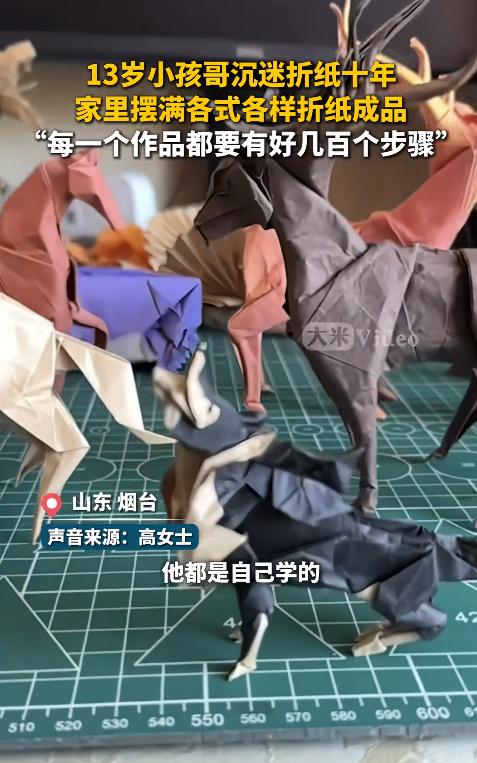 少男强则国强！山东烟台，一个13岁男孩，用一张普通的纸，折出一只纸蚂蚁，竟然把自