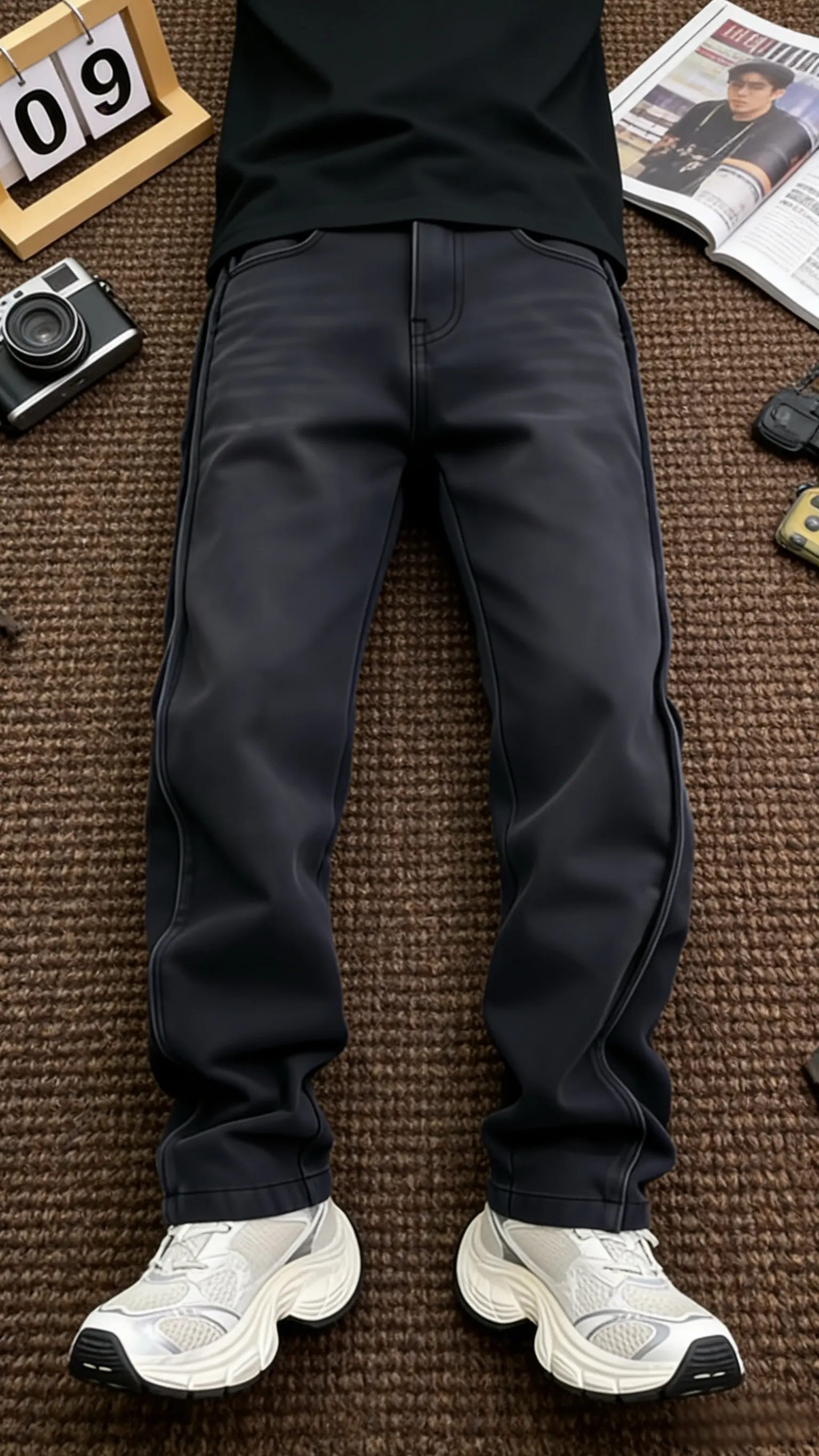 立体裁剪重磅直筒水洗牛仔裤显高显瘦痞帅长裤春季加绒男款高品质