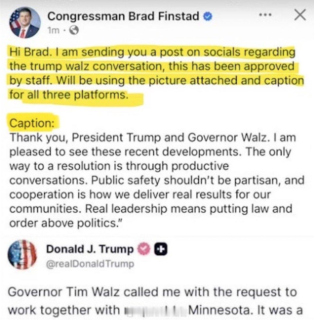 美国版“8点20发”。明尼苏达共和党众议员在发帖的时候，一不留神把督促他发声的消