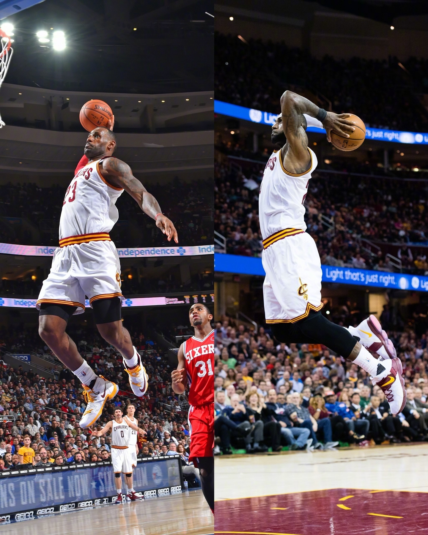 骑士詹姆斯新赛季篮不住 扣篮瞬间