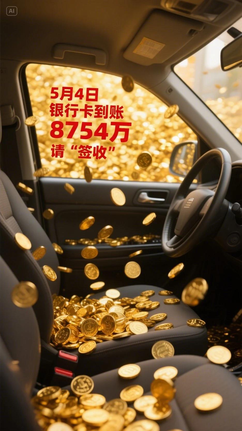 明天5月4日，

8754万已汇至您的银行卡，

点击“签收”开启惊喜，

限时