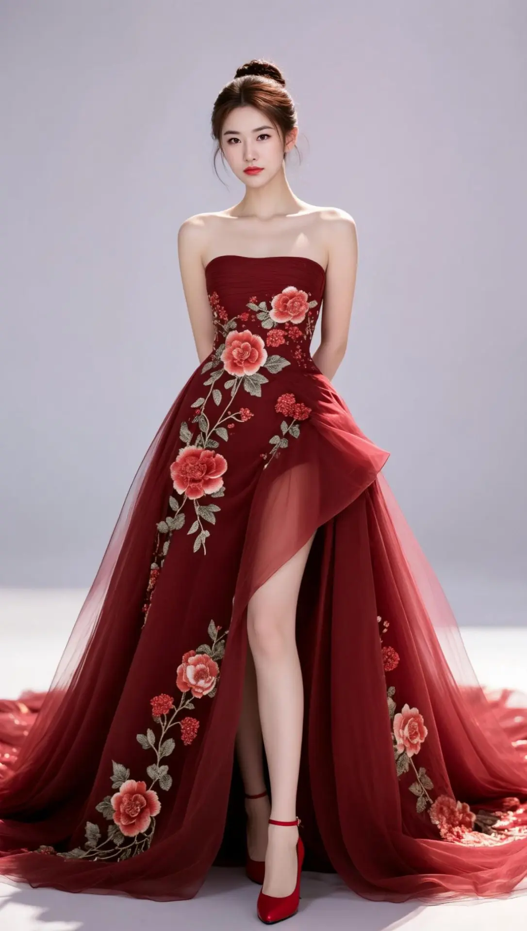 AI酒红刺绣写真 ai创作