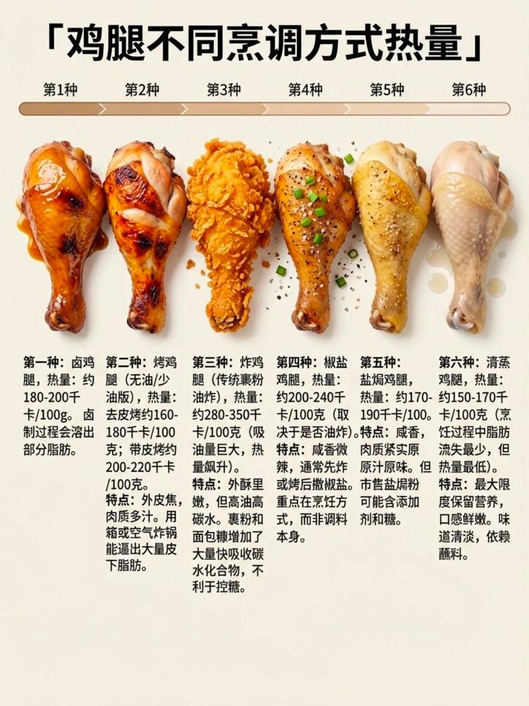 减脂期吃鸡腿别瞎选，选错等于白减！

毁三观！

原来鸡腿不同做法的热量差居然这