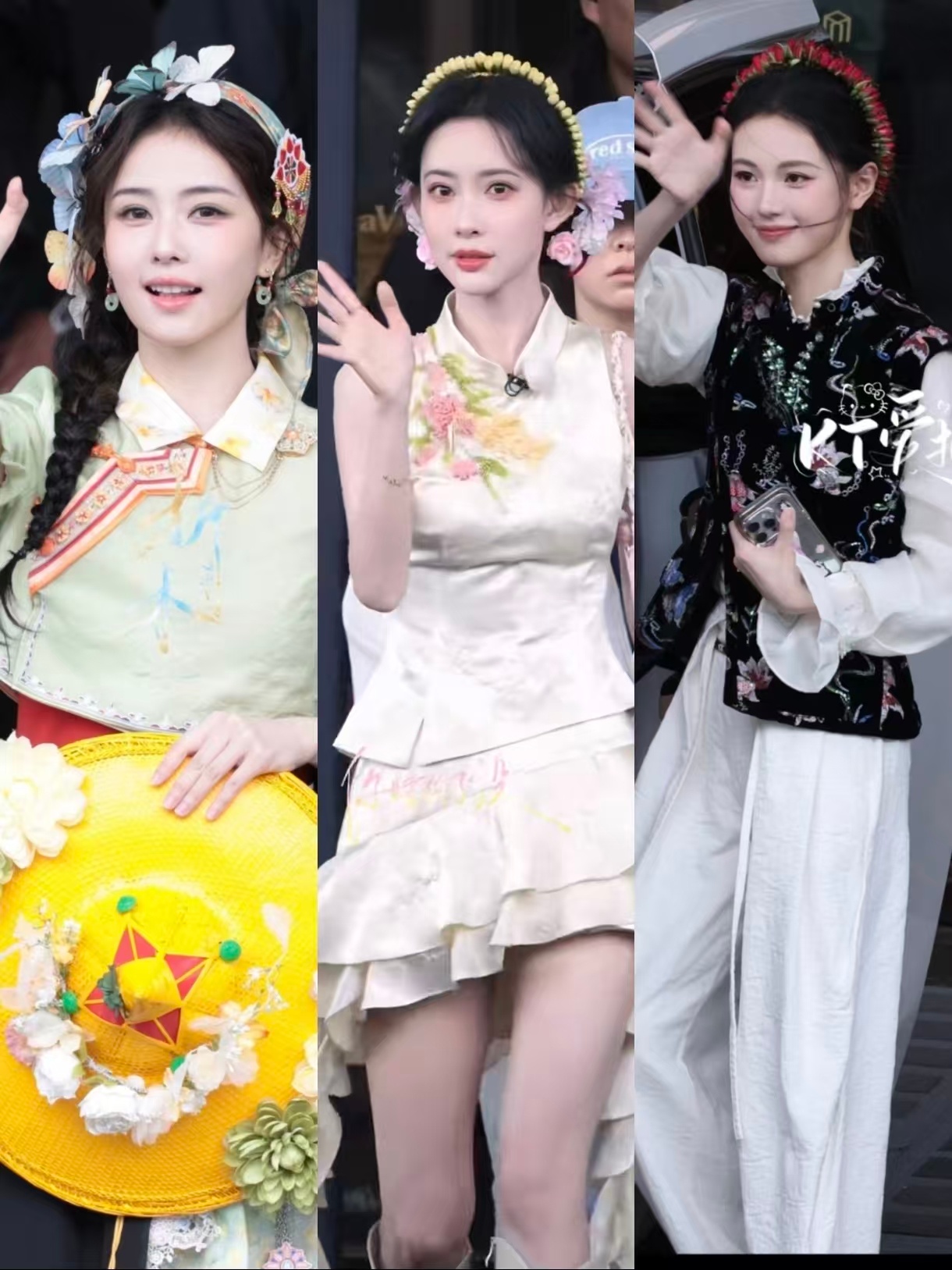 奔跑吧全员簪花造型奔跑吧路透上新，白鹿，孟子义解锁闽南特色装扮，鬓边繁花点缀，气