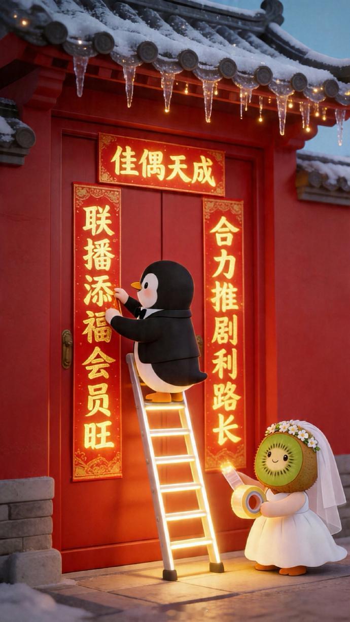 好萌的图，嘉人姐姐真有梗，祝🐧🥝这对新人《佳偶天成》！