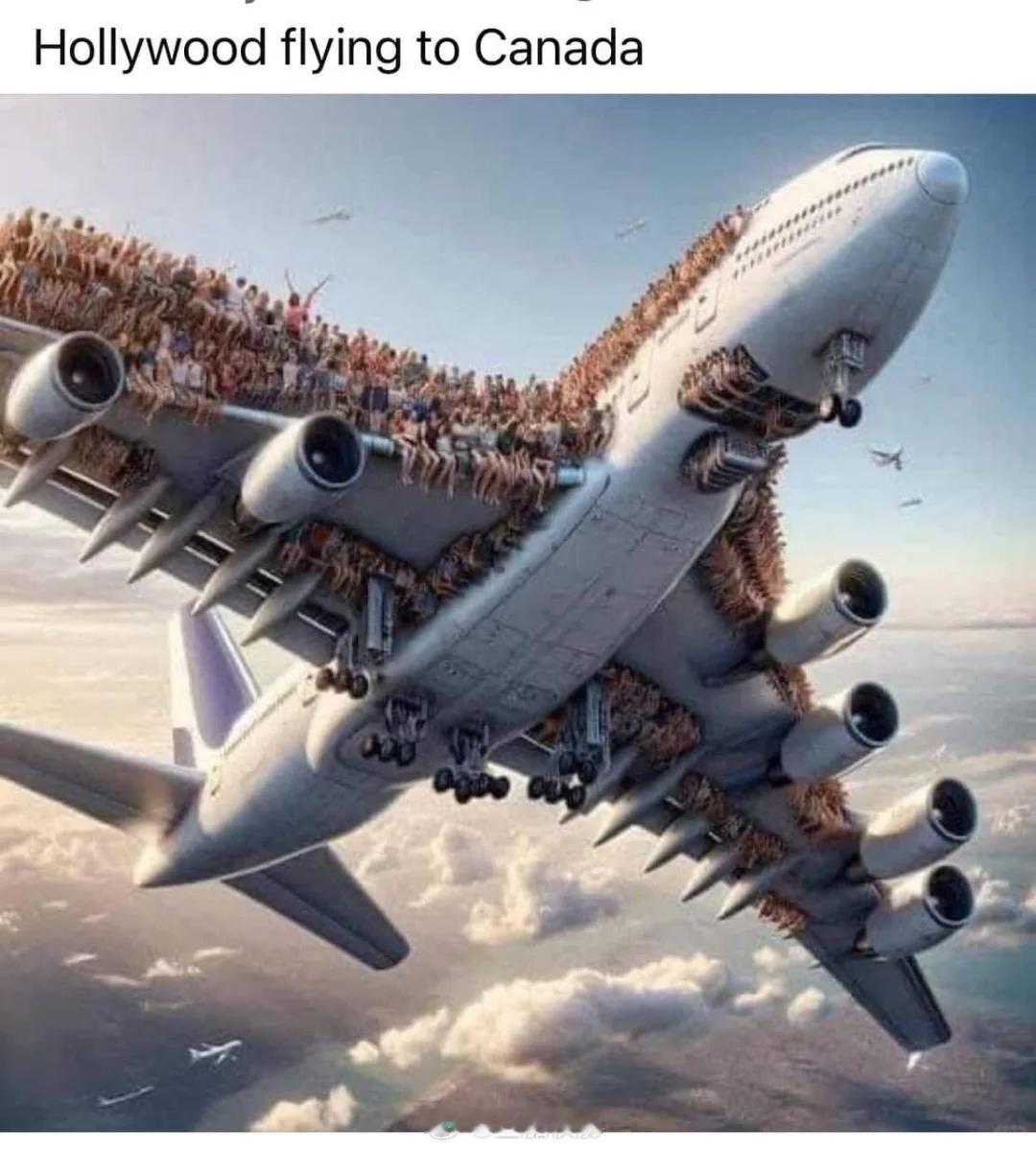 当特朗普公佈愛潑斯坦島VIP名单的时候，这就是从好莱坞飞往加拿大的包机。 麻瓜看