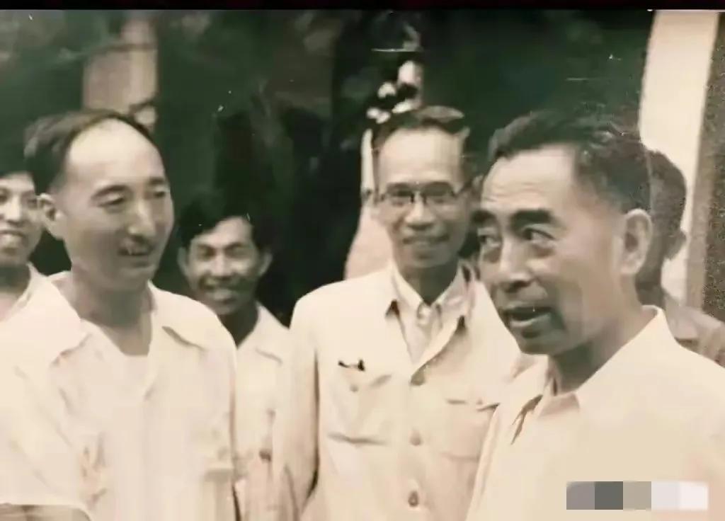大家仔细看，这是一张罕见的照片，尤其是周总理的眼神，很特别。
照片中，周总理和陈