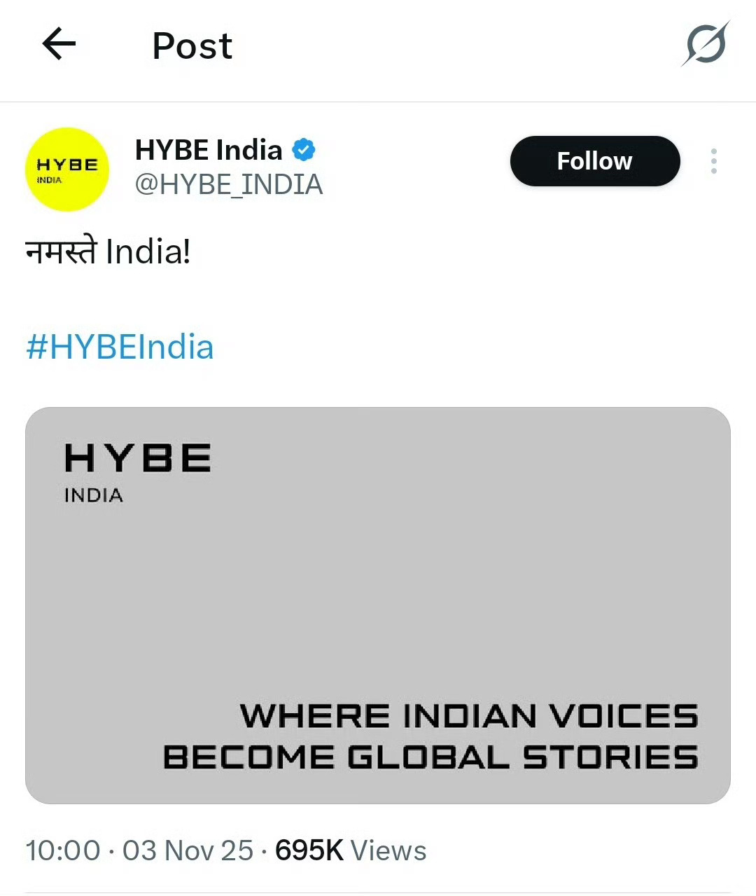 Hybe宣布正式进军印度市场在孟买设立新的子公司，账号已开通 ​​​