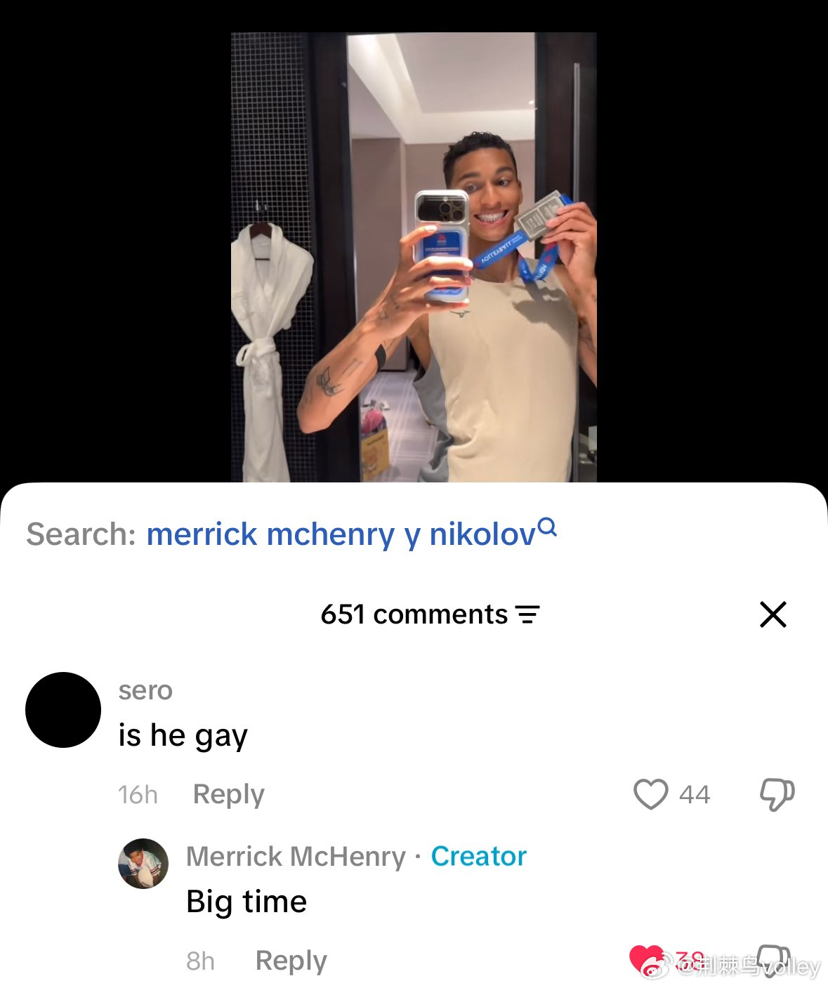 【麦克亨利大方承认自己是gay】网友 sero：is he gay他是同性恋吗？