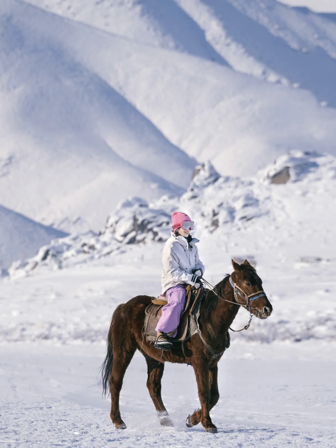 冬日可可托海，马背上也生长出多巴胺🏔️🐎