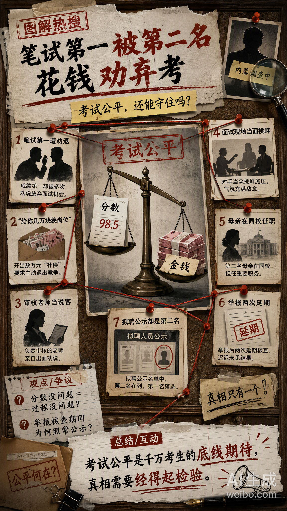 笔试第一称被第二名花钱劝弃考如果真如当事人说的那样，这件事确实有很多疑点的！让审
