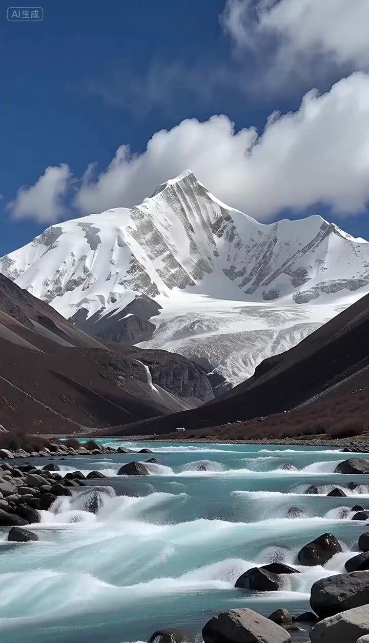 🏔️雪山蓝河的治愈感太戳人。站在雪山脚下望着澄澈的蓝河吹过来的风都裹着满满的自