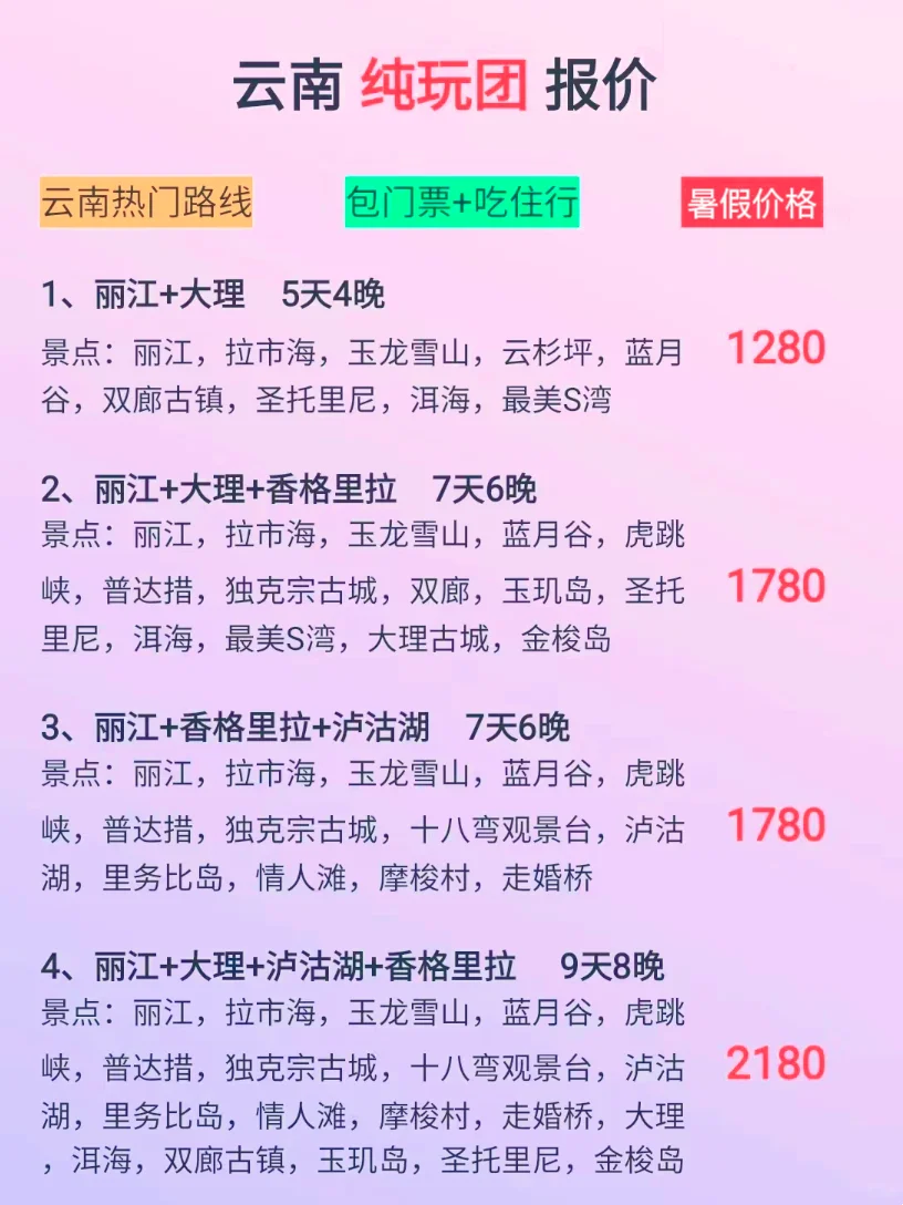 云南旅游报团攻略