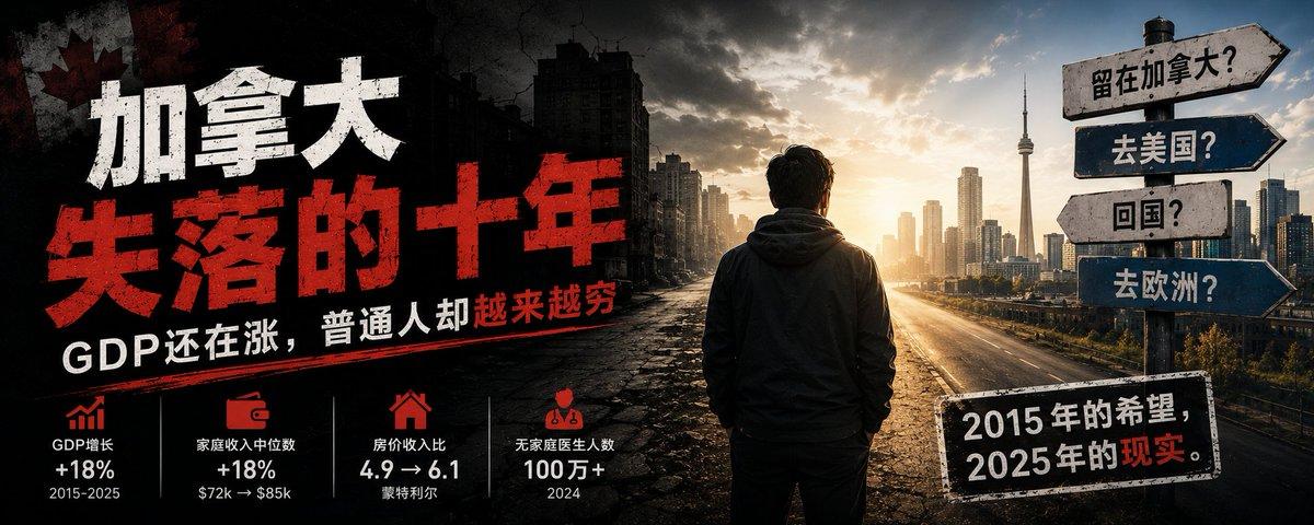 【加拿大失落的十年：总量在涨，人均在跌，普通人为什么越来越穷？】

续前一个帖子