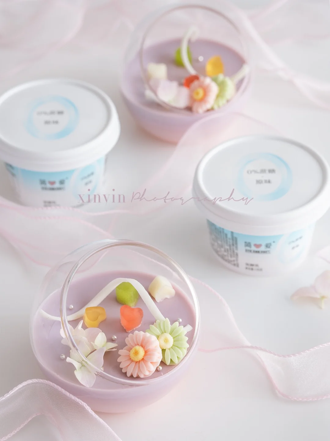 无糖低卡超简单|520小甜品粉紫渐变双色布丁