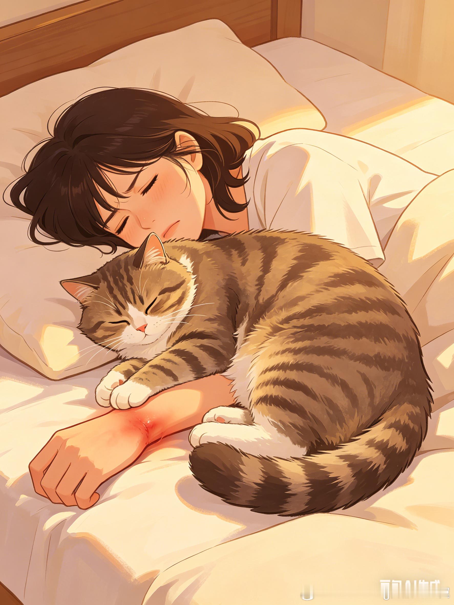 女子睡觉被15斤猫咪压致手腕骨折哈哈哈哈，这新闻好过分。睡眠中人体肌肉处于放松状