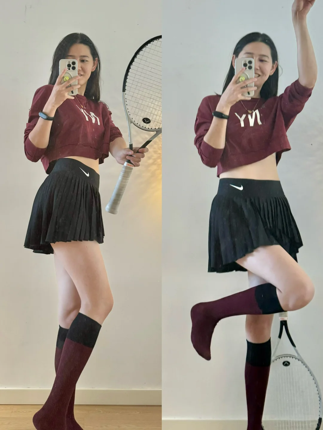 🍷🍷🍷放了两年的酒红上衣，终于找到搭配了