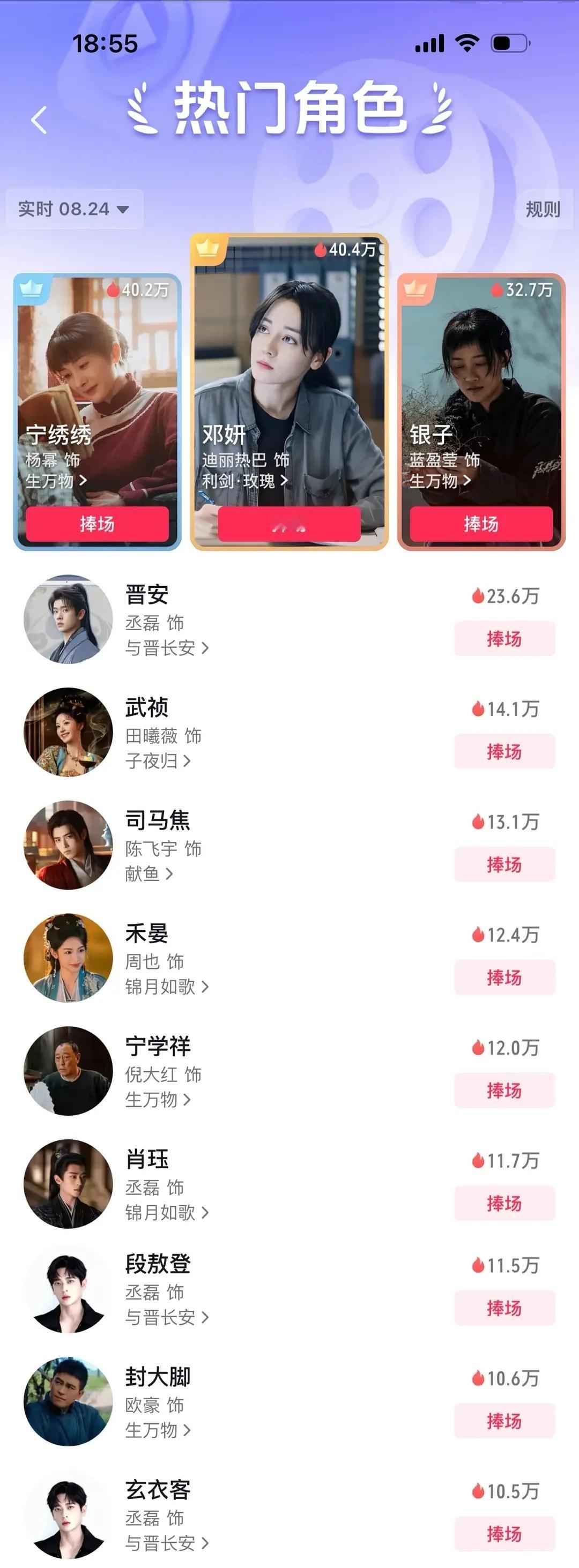 与晋长安开播5个小时，丞磊🫘热门角色前十二占四 ​​​