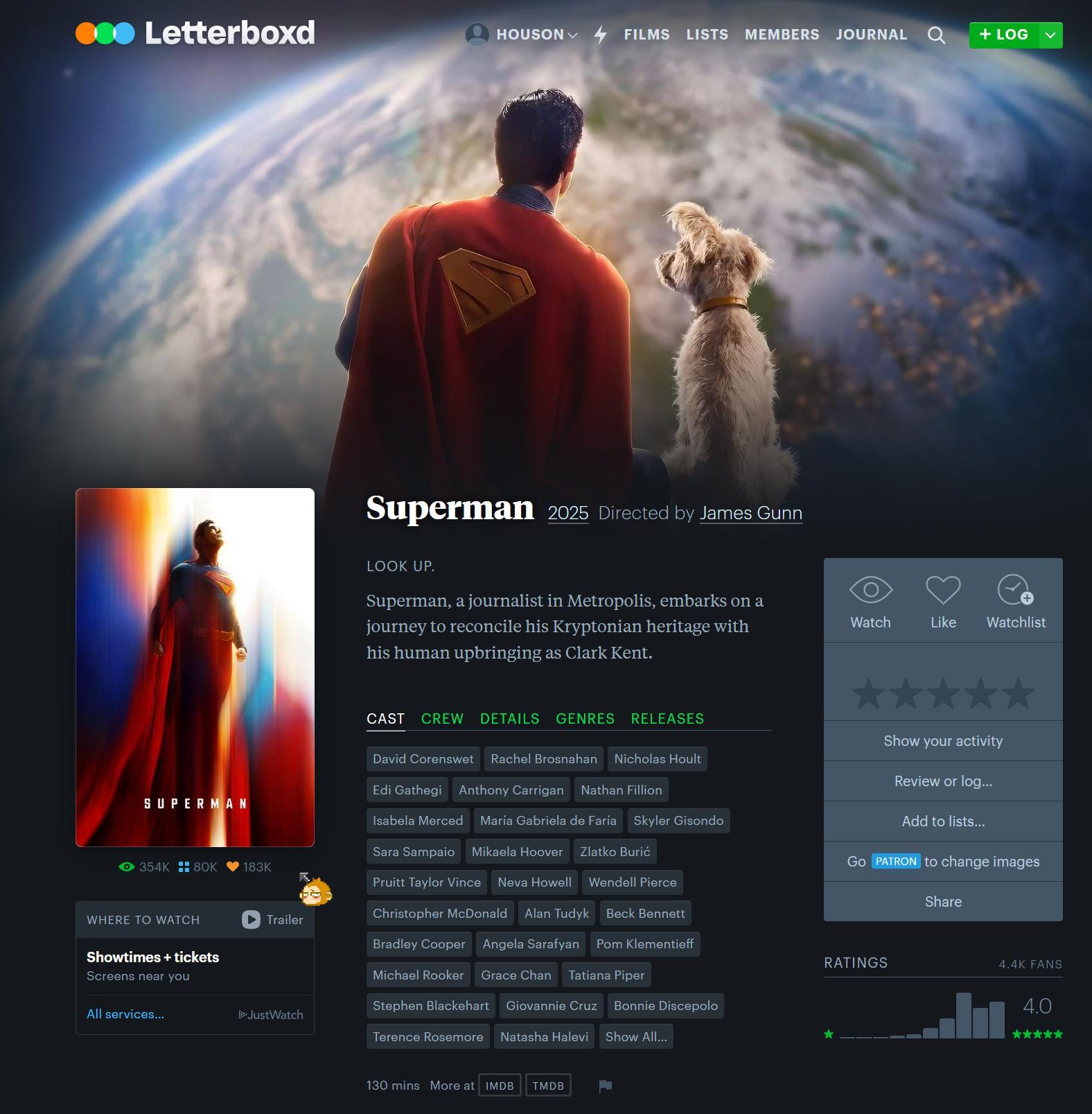 卧槽~~超人大电影在美版豆瓣——Letterboxd评分高达4.03星（满分5星