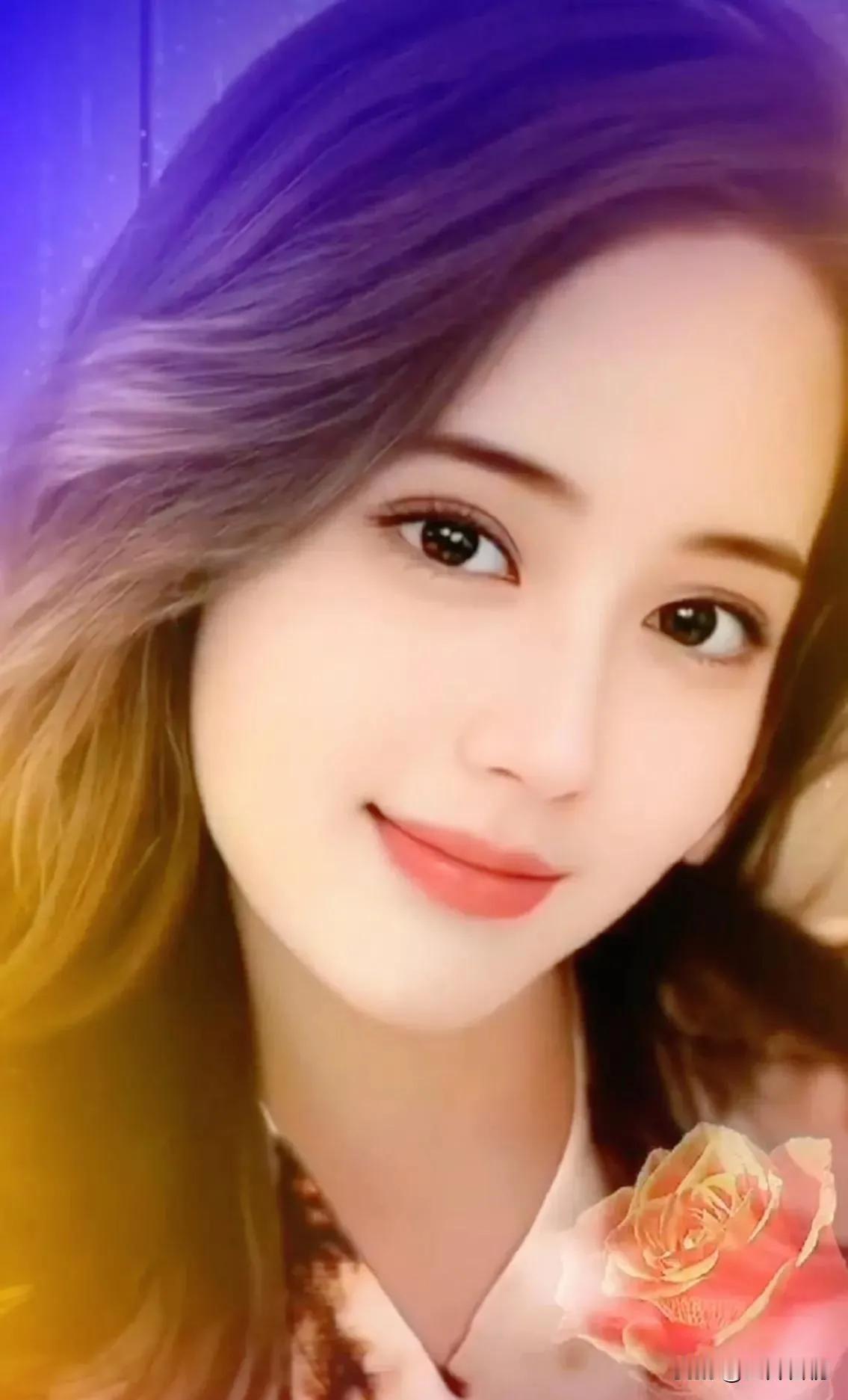 微笑动人，明眸皓齿