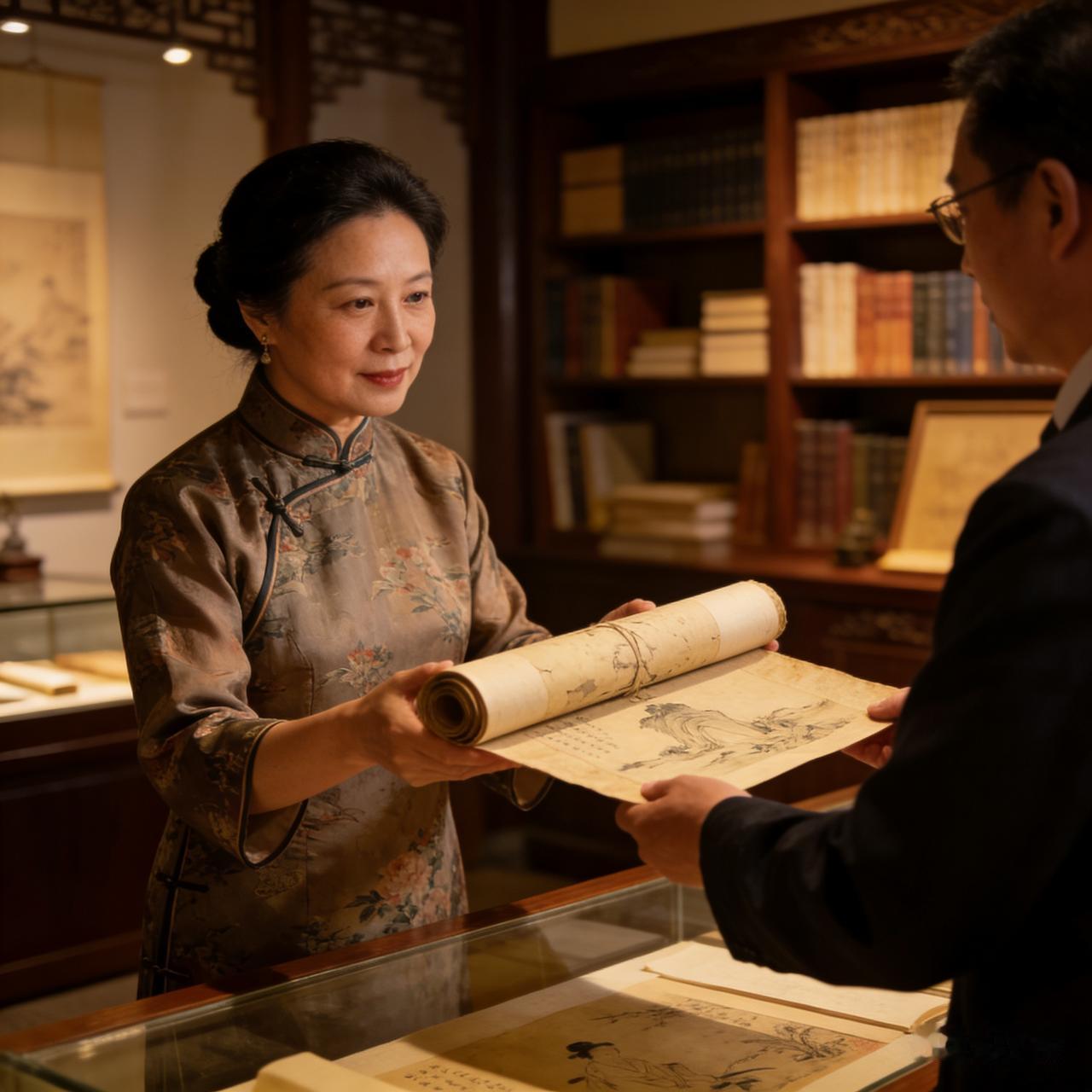 文物传承主题画像（贴合文章核心场景）
 
1. 主体场景：
左侧民国风画面中，