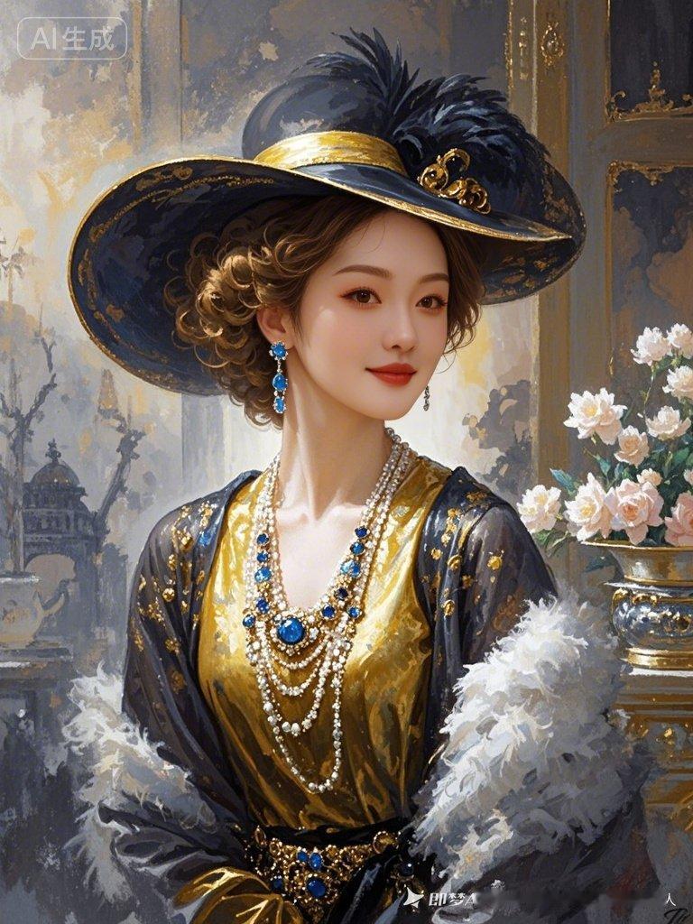 这是一位穿着华丽的古装美人。