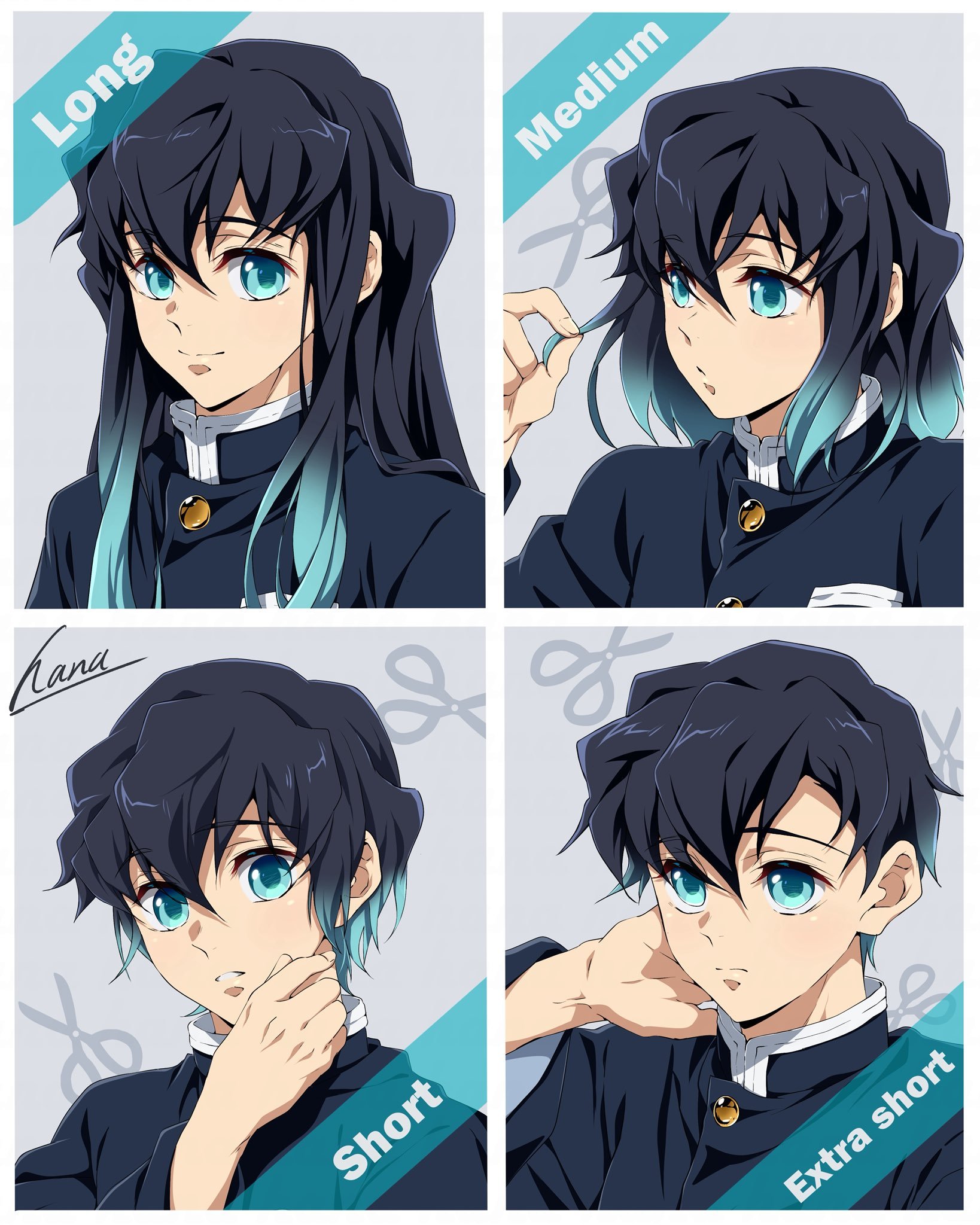鬼灭之刃 各种发型的时透无一郎 你最喜欢哪一款？画师：hana_ni_nare_